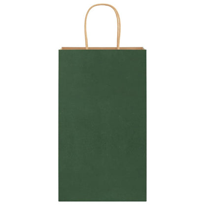 Paper Bags 250 pcs with Handles Green 21x11x36 cm