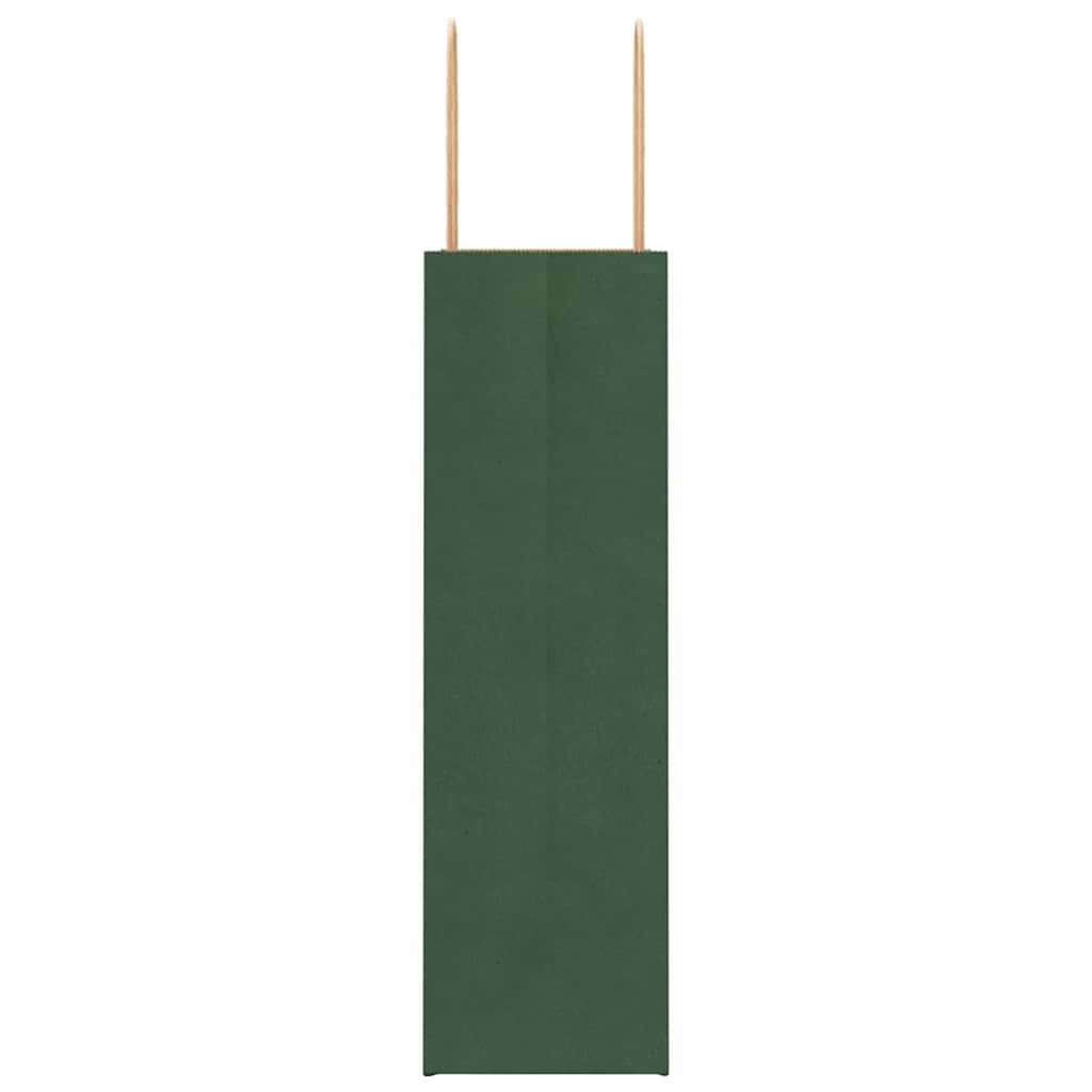 Paper Bags 250 pcs with Handles Green 21x11x36 cm