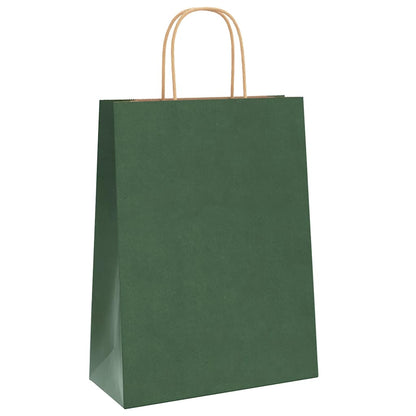 Paper Bags 250 pcs with Handles Green 26x12x35 cm