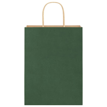 Paper Bags 250 pcs with Handles Green 26x12x35 cm