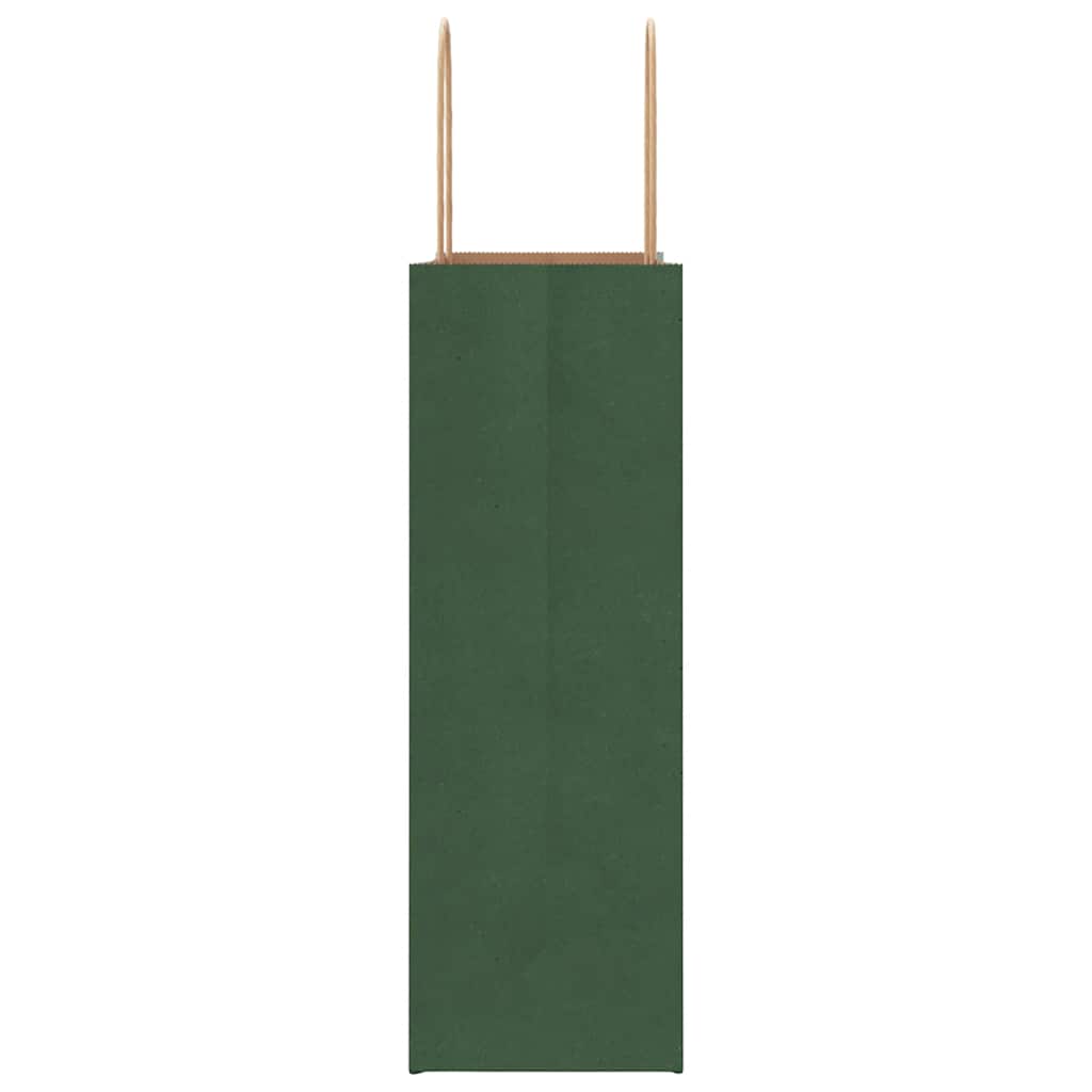 Paper Bags 250 pcs with Handles Green 26x12x35 cm