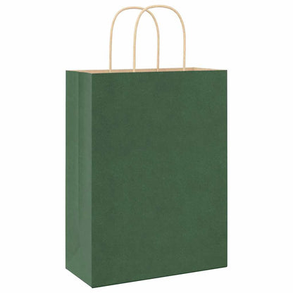 Paper Bags 250 pcs with Handles Green 26x12x35 cm
