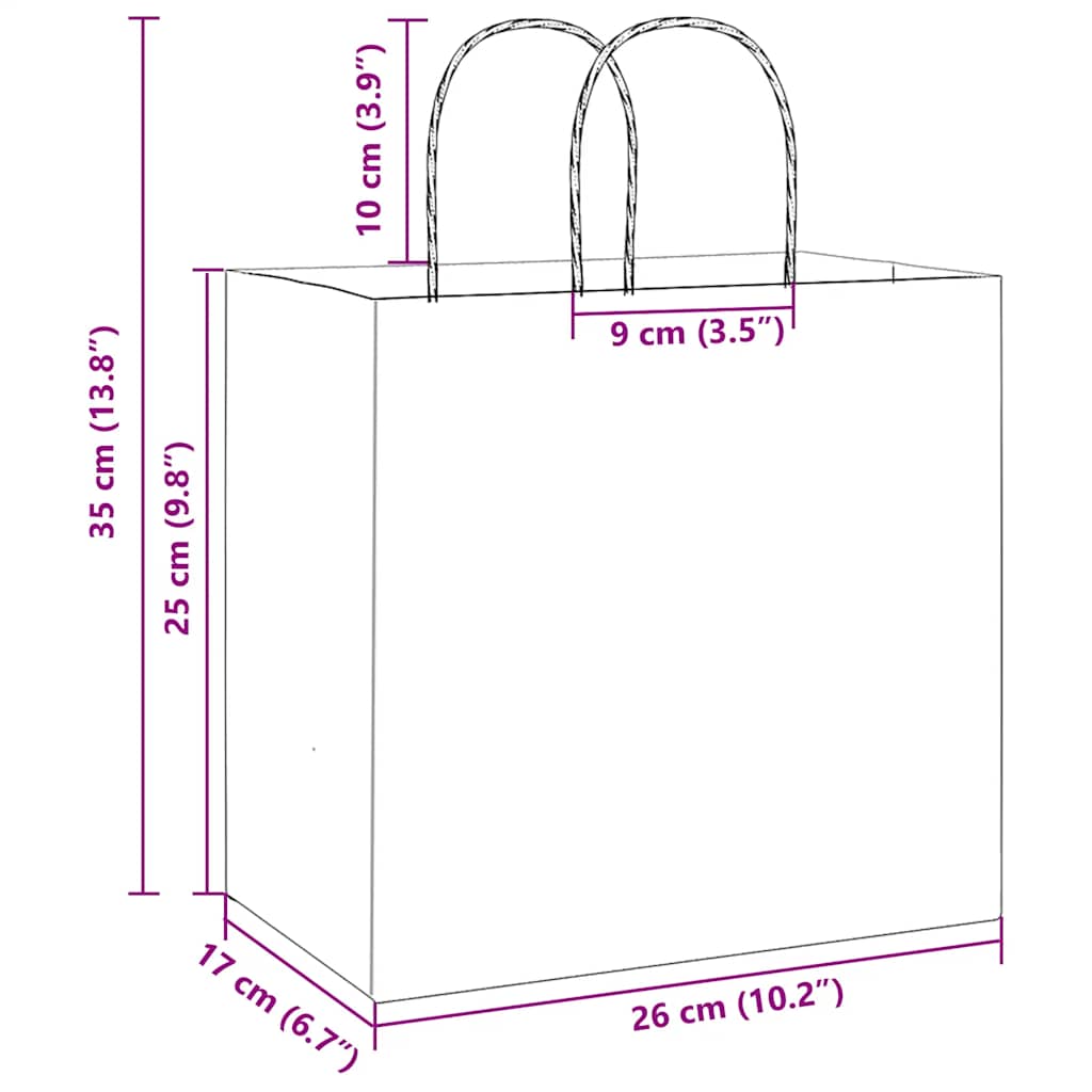 Paper Bags 250 pcs with Handles Green 26x17x25 cm