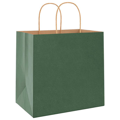 Paper Bags 250 pcs with Handles Green 26x17x25 cm