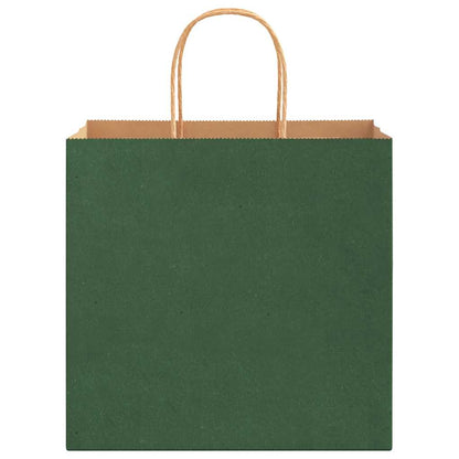Paper Bags 250 pcs with Handles Green 26x17x25 cm