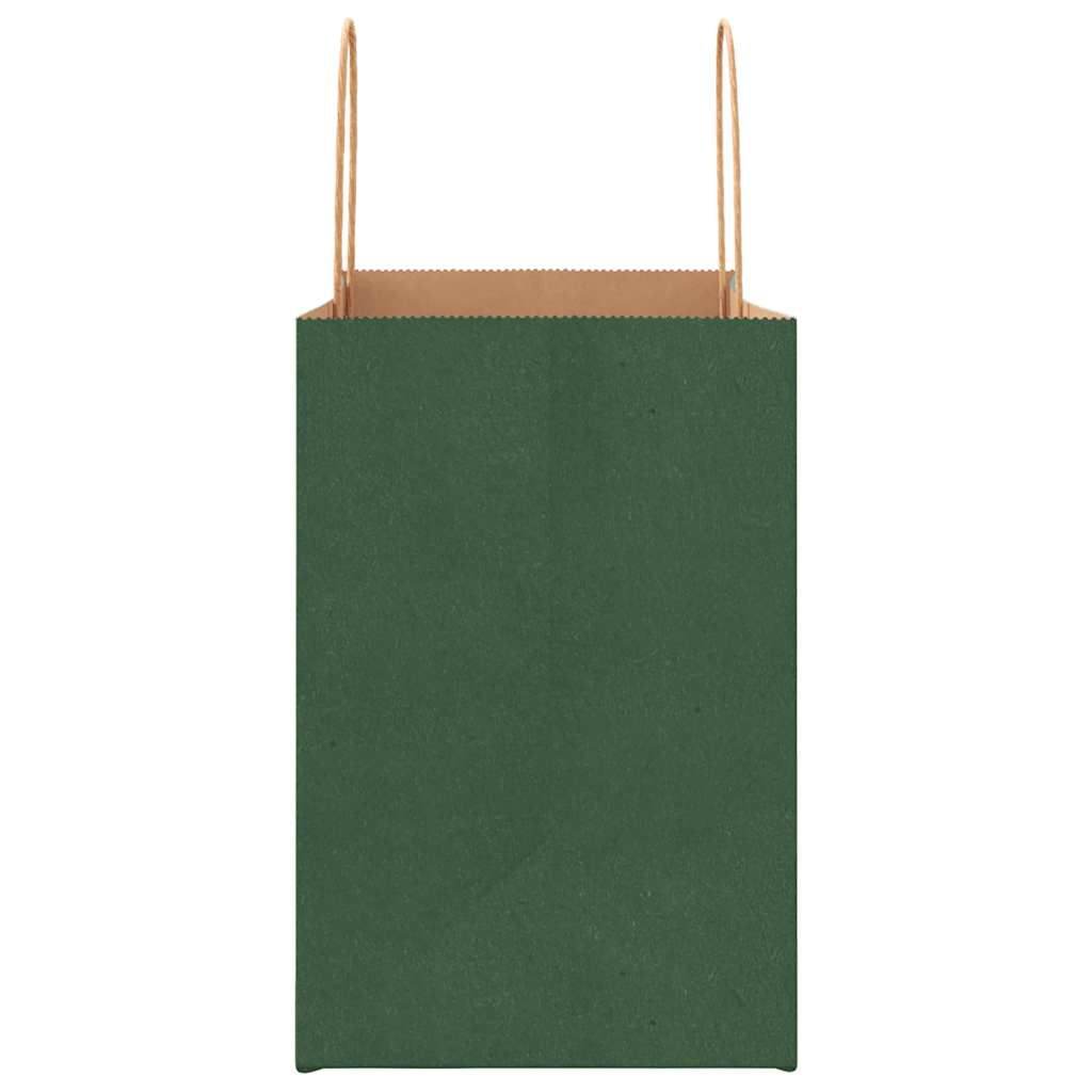 Paper Bags 250 pcs with Handles Green 26x17x25 cm