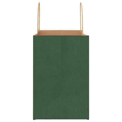 Paper Bags 250 pcs with Handles Green 26x17x25 cm