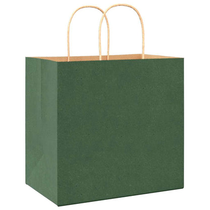Paper Bags 250 pcs with Handles Green 26x17x25 cm