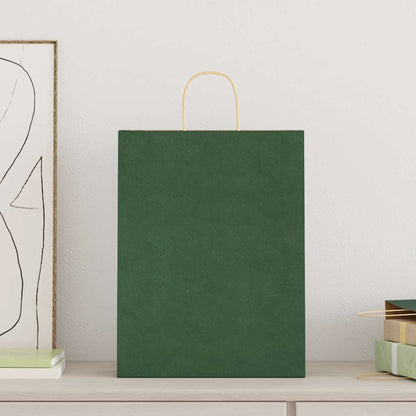 Paper Bags 250 pcs with Handles Green 32x12x42 cm