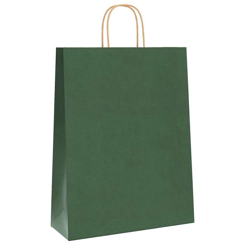 Paper Bags 250 pcs with Handles Green 32x12x42 cm