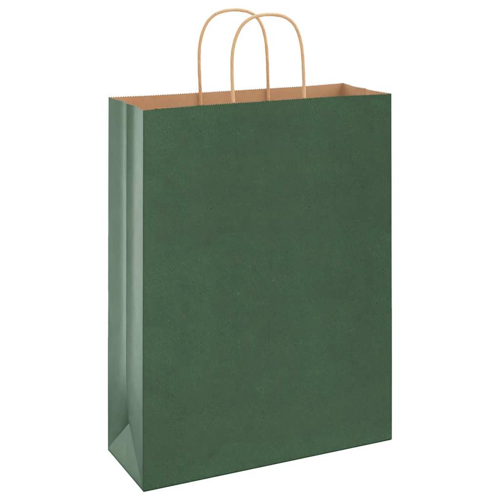 Paper Bags 250 pcs with Handles Green 32x12x42 cm