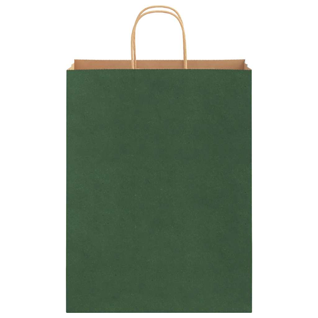 Paper Bags 250 pcs with Handles Green 32x12x42 cm