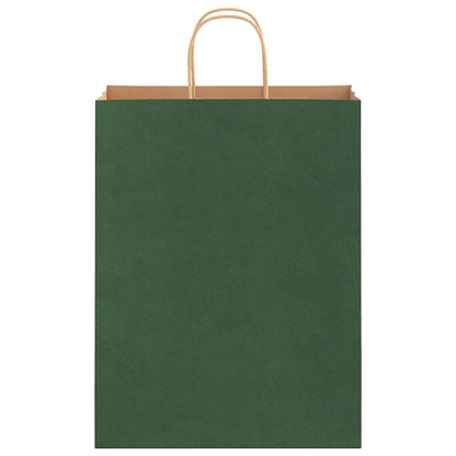 Paper Bags 250 pcs with Handles Green 32x12x42 cm