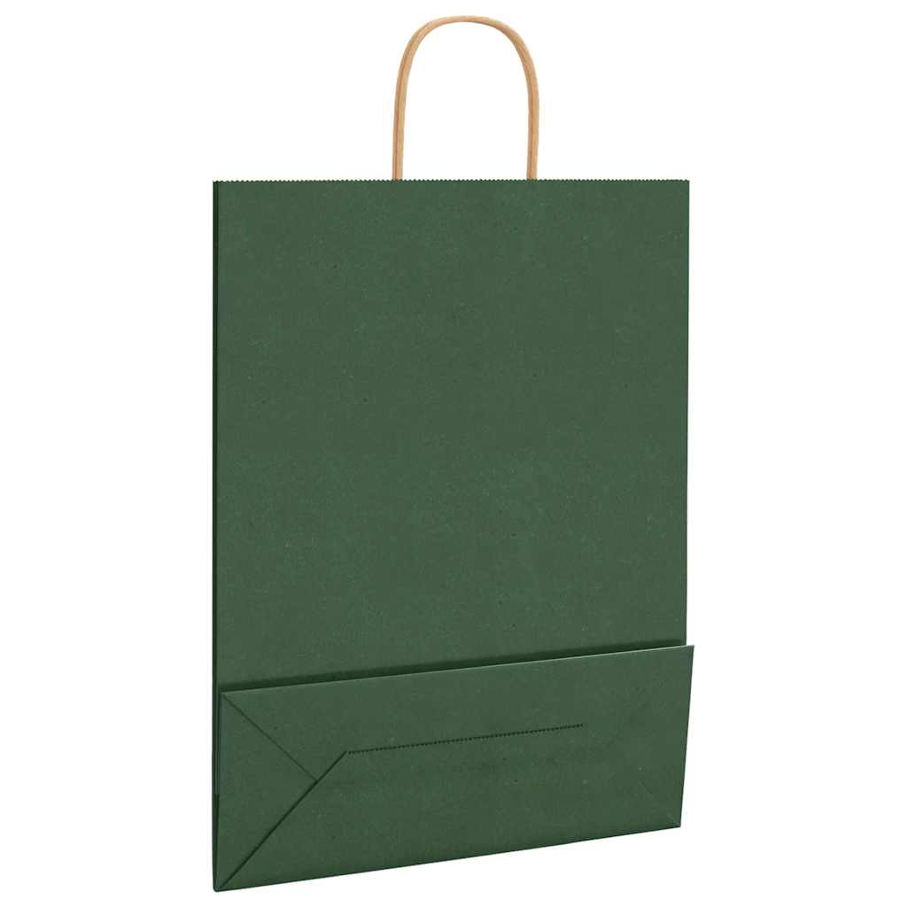 Paper Bags 250 pcs with Handles Green 32x12x42 cm