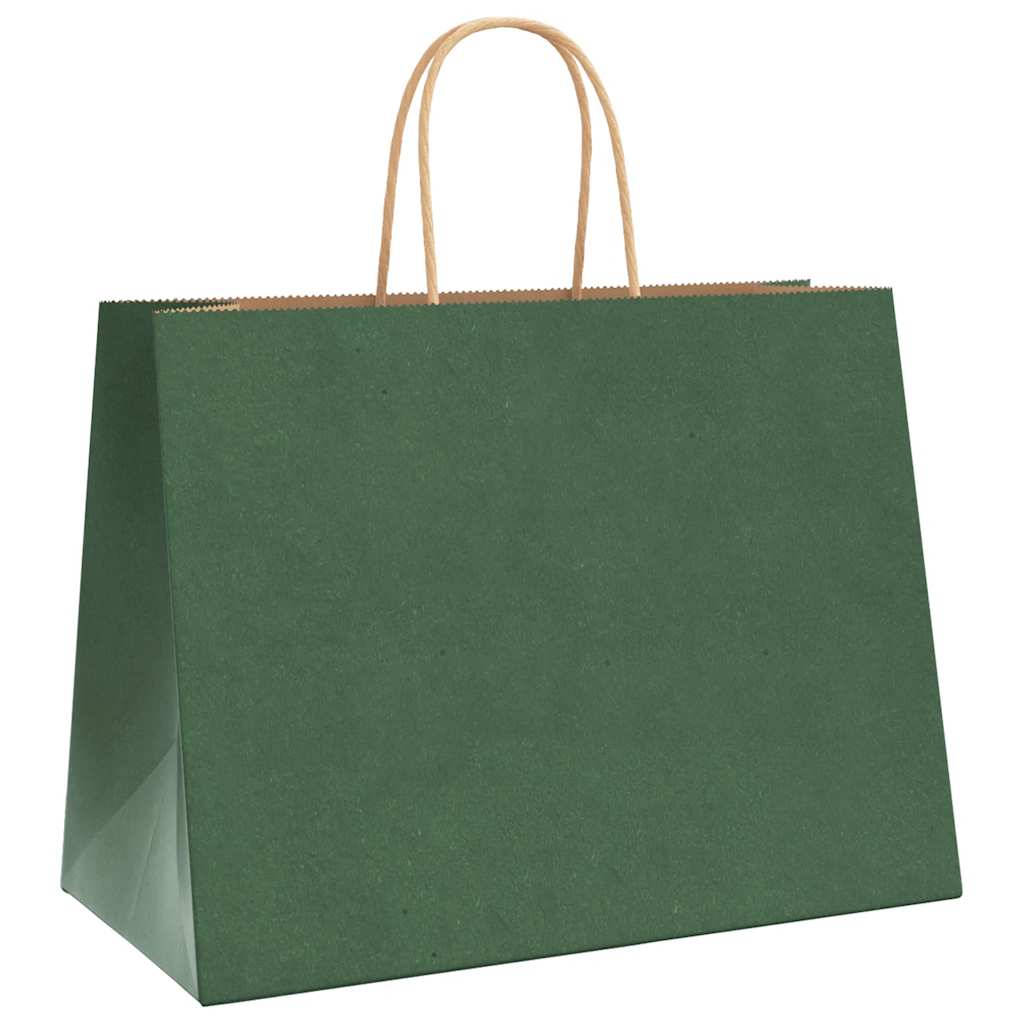 Paper Bags 250 pcs with Handles Green 32x17x25 cm