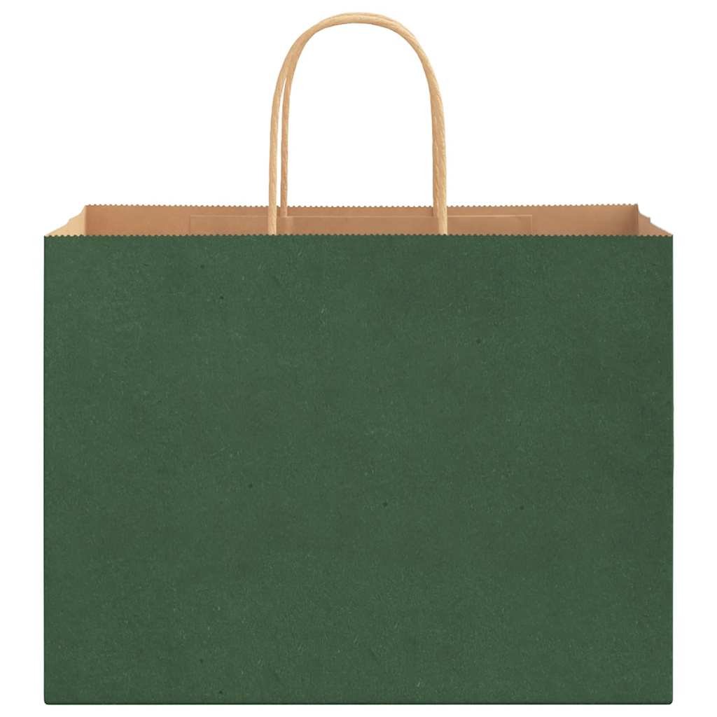Paper Bags 250 pcs with Handles Green 32x17x25 cm