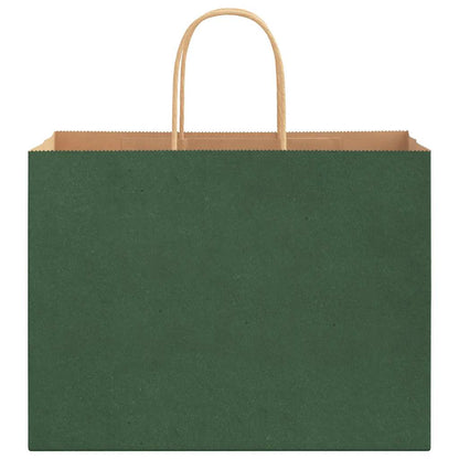 Paper Bags 250 pcs with Handles Green 32x17x25 cm