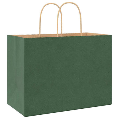 Paper Bags 250 pcs with Handles Green 32x17x25 cm