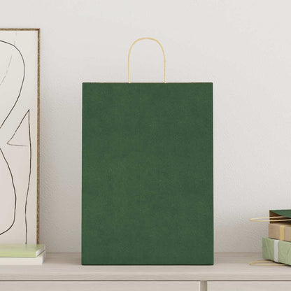 Paper Bags 250 pcs with Handles Green 32x17x44 cm
