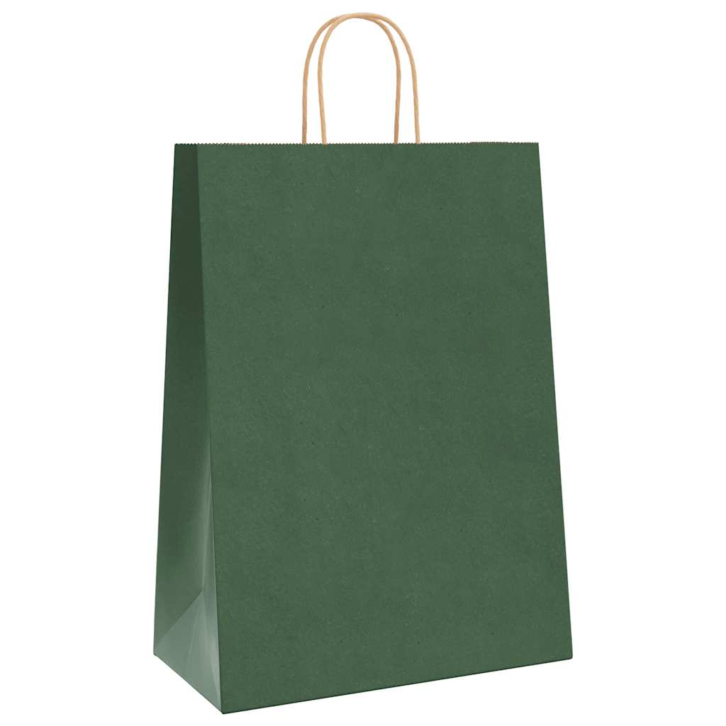 Paper Bags 250 pcs with Handles Green 32x17x44 cm