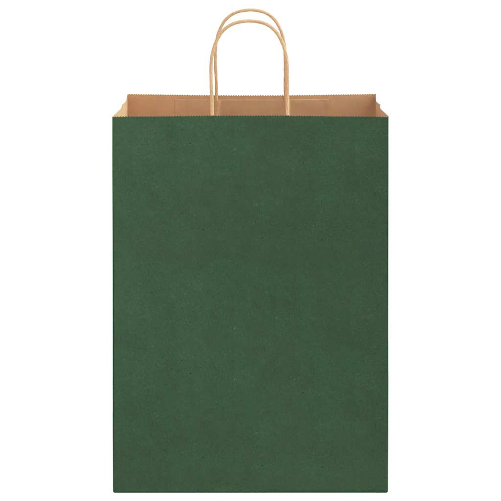 Paper Bags 250 pcs with Handles Green 32x17x44 cm