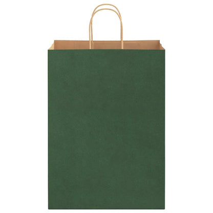 Paper Bags 250 pcs with Handles Green 32x17x44 cm