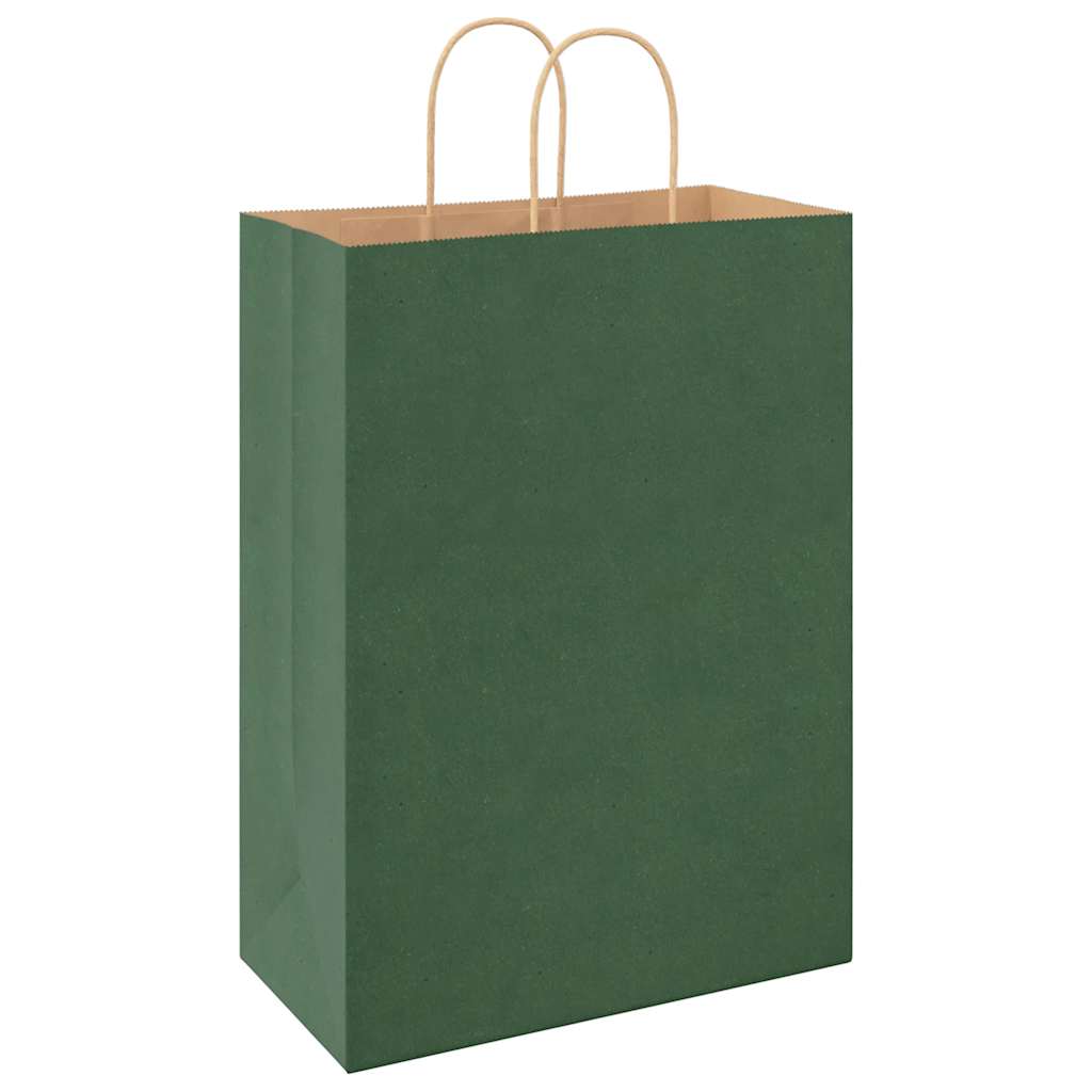 Paper Bags 250 pcs with Handles Green 32x17x44 cm