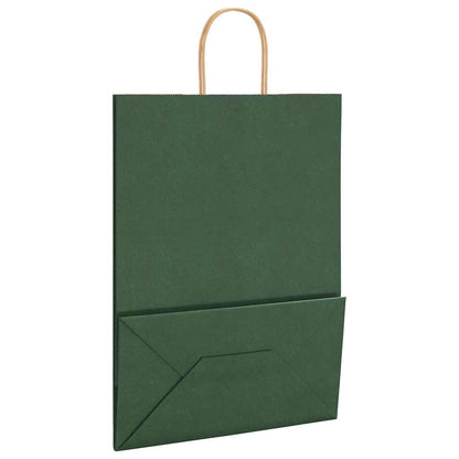 Paper Bags 250 pcs with Handles Green 32x17x44 cm