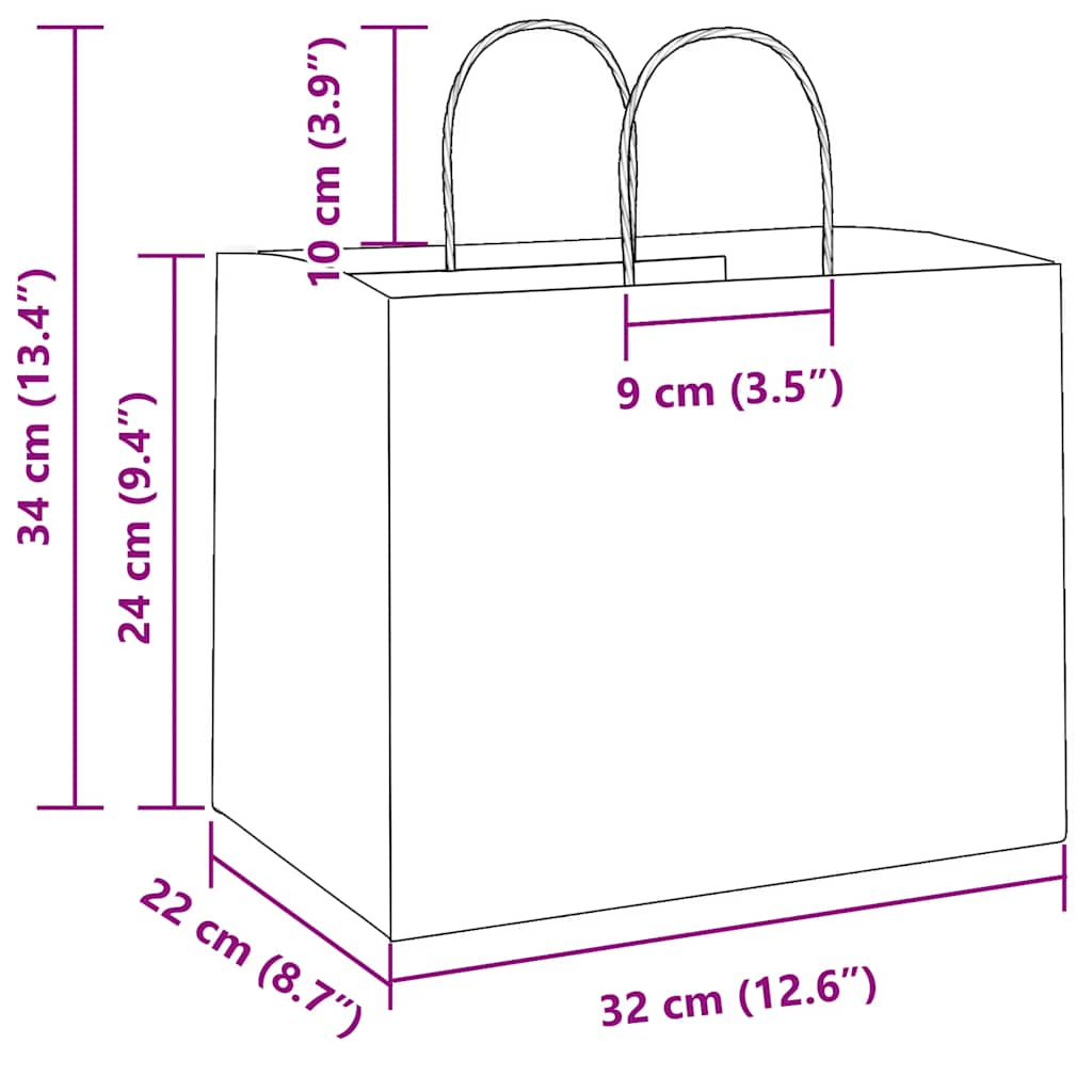 Paper Bags 250 pcs with Handles Green 32x22x24 cm