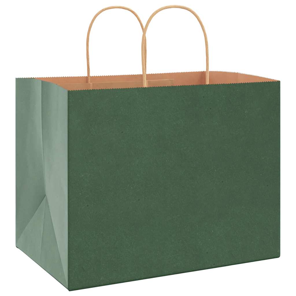 Paper Bags 250 pcs with Handles Green 32x22x24 cm
