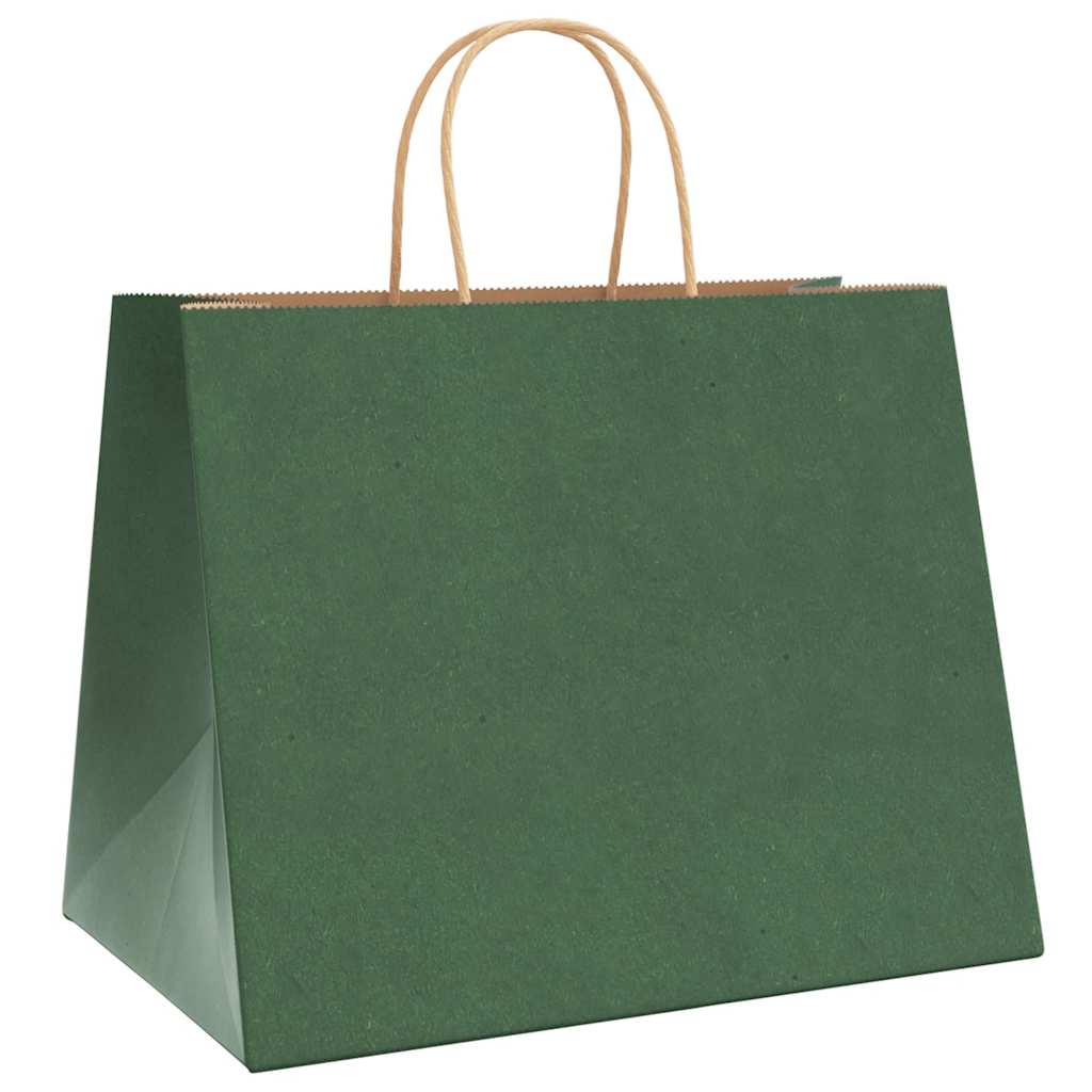 Paper Bags 250 pcs with Handles Green 32x22x24 cm