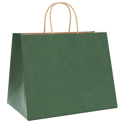 Paper Bags 250 pcs with Handles Green 32x22x24 cm