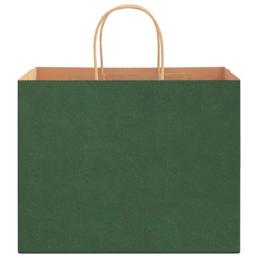 Paper Bags 250 pcs with Handles Green 32x22x24 cm