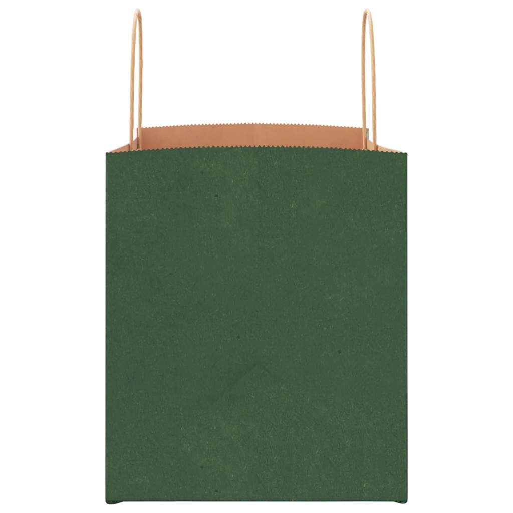 Paper Bags 250 pcs with Handles Green 32x22x24 cm