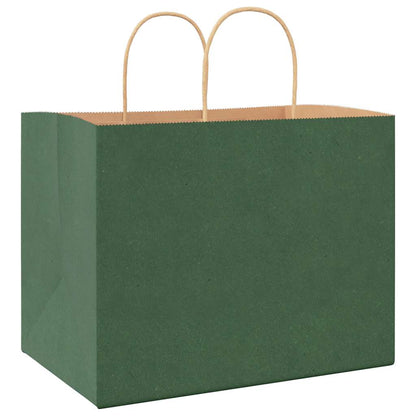 Paper Bags 250 pcs with Handles Green 32x22x24 cm