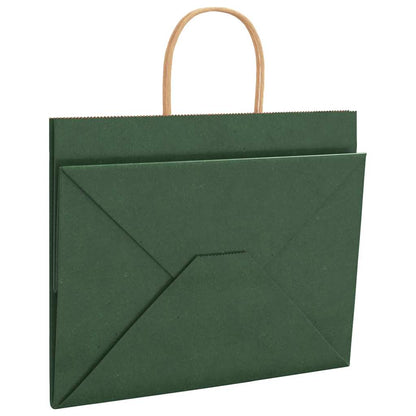 Paper Bags 250 pcs with Handles Green 32x22x24 cm