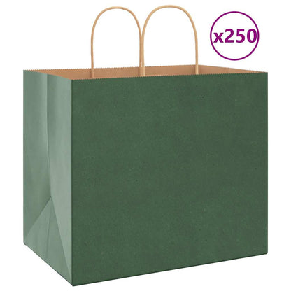 Paper Bags 250 pcs with Handles Green 32x22x28 cm