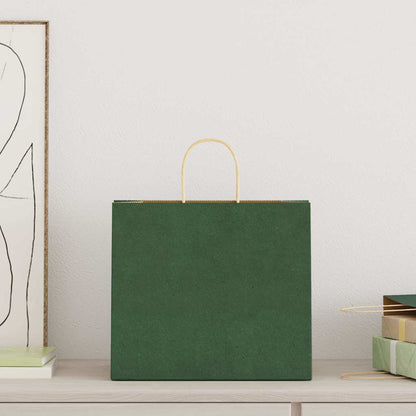 Paper Bags 250 pcs with Handles Green 32x22x28 cm