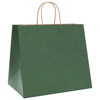 Paper Bags 250 pcs with Handles Green 32x22x28 cm