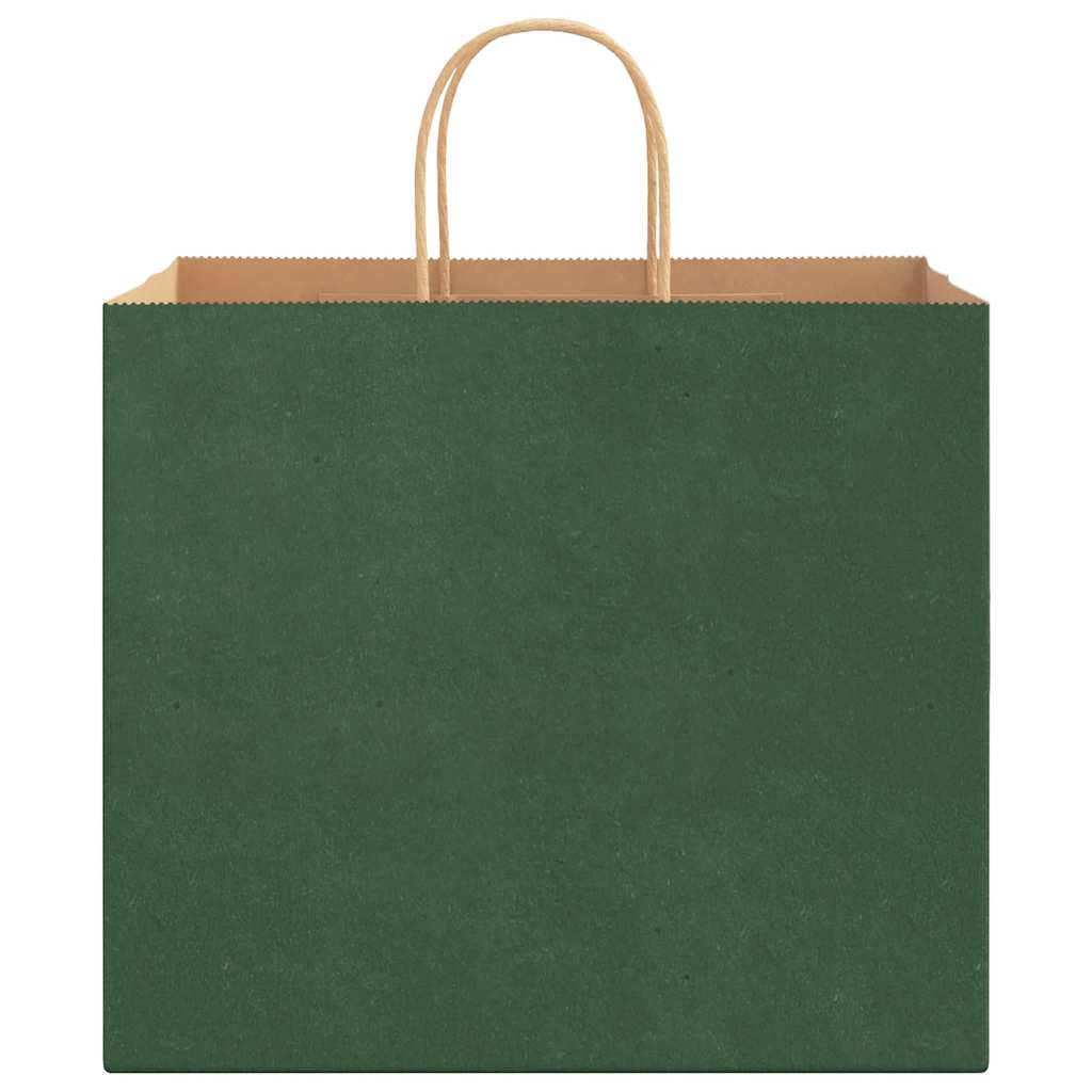 Paper Bags 250 pcs with Handles Green 32x22x28 cm