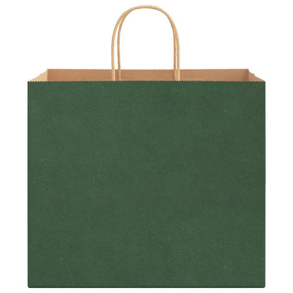 Paper Bags 250 pcs with Handles Green 32x22x28 cm