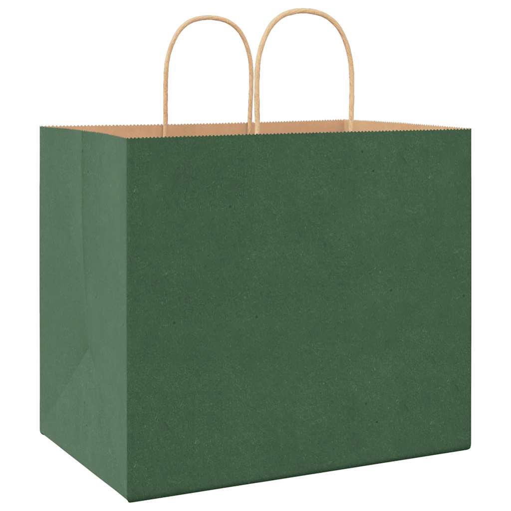 Paper Bags 250 pcs with Handles Green 32x22x28 cm