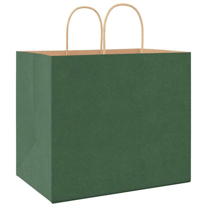 Paper Bags 250 pcs with Handles Green 32x22x28 cm