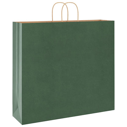 Paper Bags 250 pcs with Handles Green 54x15x49 cm