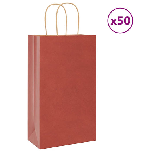 Paper Bags 50 pcs with Handles Red 21x11x36 cm
