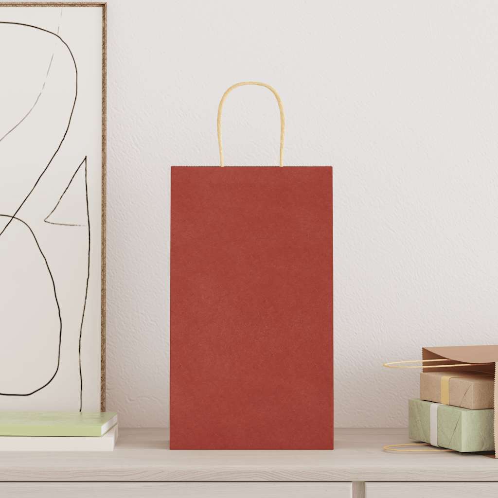 Paper Bags 50 pcs with Handles Red 21x11x36 cm