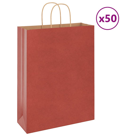 Paper Bags 50 pcs with Handles Red 32x12x42 cm
