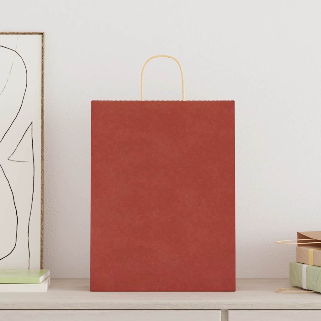 Paper Bags 50 pcs with Handles Red 32x12x42 cm