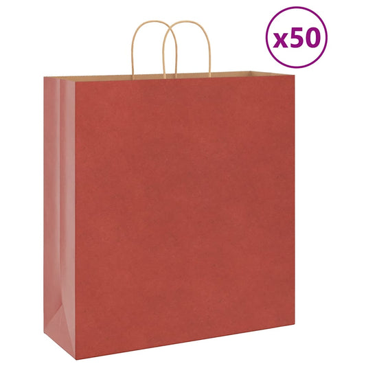 Paper Bags 50 pcs with Handles Red 45x17x48 cm