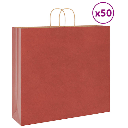 Paper Bags 50 pcs with Handles Red 54x15x49 cm